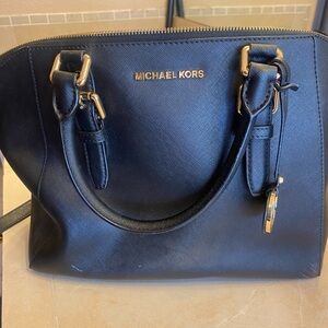Michael Kors Black Satchel with Gold Accents